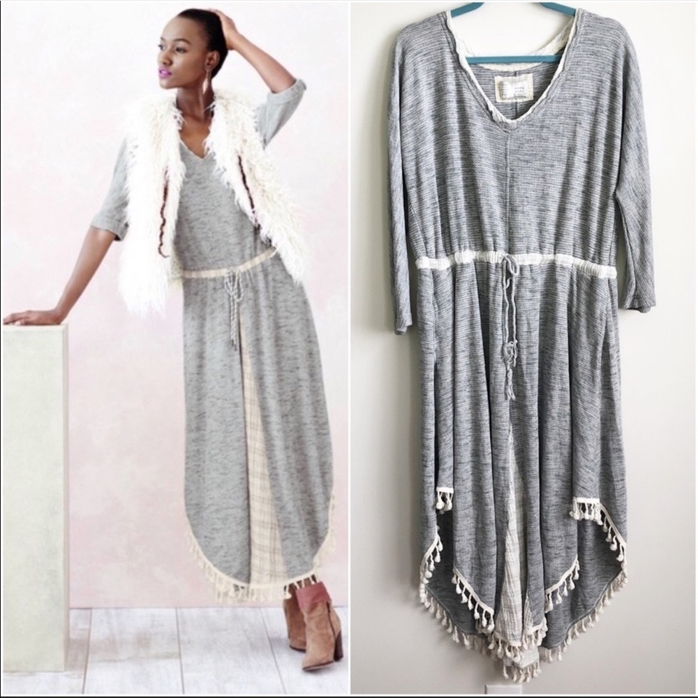Anthropologie | Saturday Sunday Gray Tassel Dress